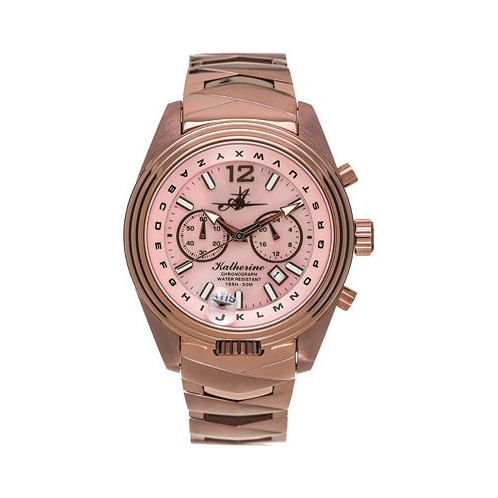Abingdon Co. Womens Katherine Chronograph Multifunctional Chocolate Ion-Plated Stainless Steel Bracelet Watch 40mm