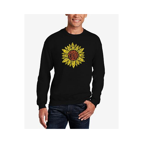 LA Pop Art Mens Sunflower Word Art Crew Neck Sweatshirt