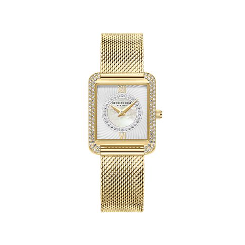 Kenneth Cole New York Womens Classic Gold-Tone Stainless Steel Mesh Bracelet Watch 30.5mm