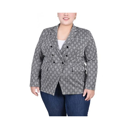 NY Collection Plus Size Long Sleeve Double Breasted Blazer