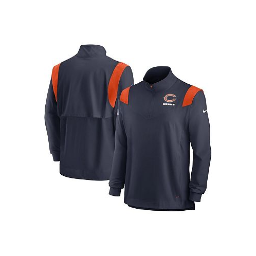 Nike Mens Navy Chicago Bears Sideline Coach Chevron Lockup Quarter-zip Long Sleeve Top