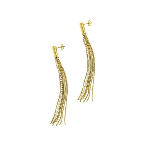 ADORNIA 14K Gold-Tone Plated Fringe Chain and Crystal Tassel Earrings