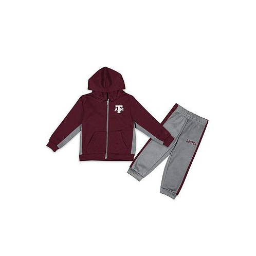 Colosseum Toddler Boys Maroon Gray Texas A&M Aggies Shark Full-Zip Hoodie Jacket and Pants Set