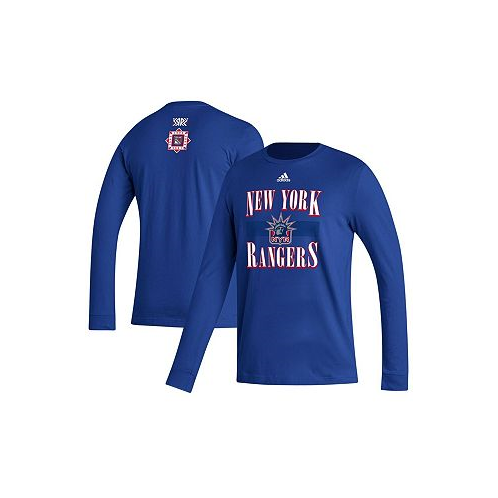 Adidas Mens Royal New York Rangers Reverse Retro 2.0 Fresh Playmaker Long Sleeve T-shirt