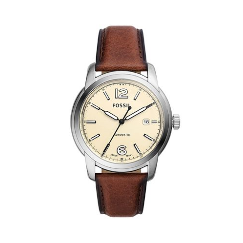 Fossil Mens Heritage Automatic Brown Leather Watch 43mm