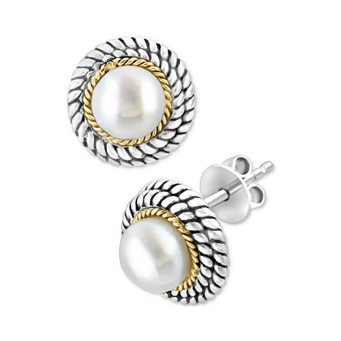 EFFY Collection EFFY Freshwater Pearl (7mm) Stud Earrings in Sterling Silver & 18k Gold-Plate