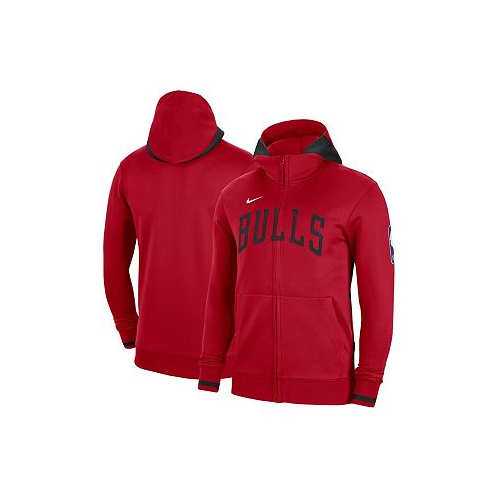 Nike Mens Red Chicago Bulls Authentic Showtime Performance Full-Zip Hoodie