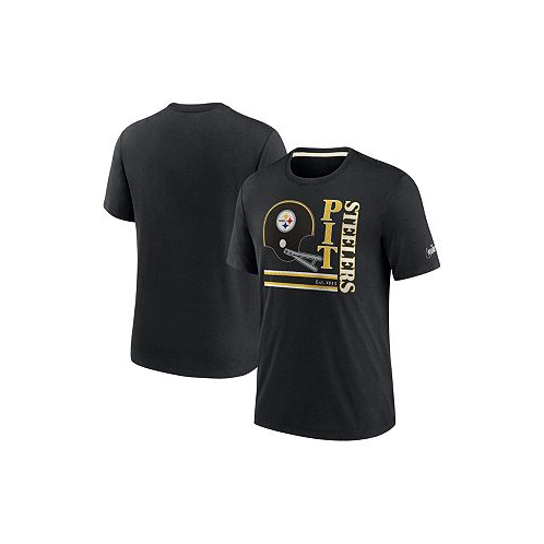 Nike Mens Black Pittsburgh Steelers Wordmark Logo Tri-Blend T-shirt