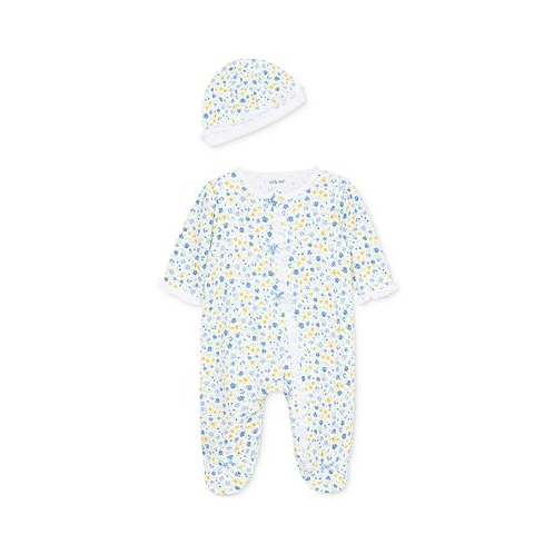 Little Me Baby Girls Dainty Blossoms Coverall and Hat 2 Piece Set