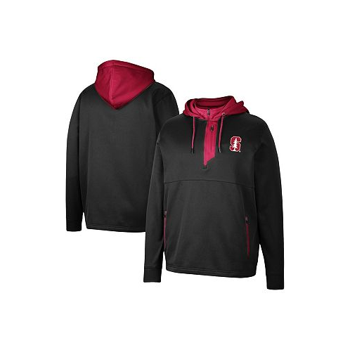 Colosseum Mens Black Stanford Cardinal Luge 3.0 Quarter-Zip Hoodie