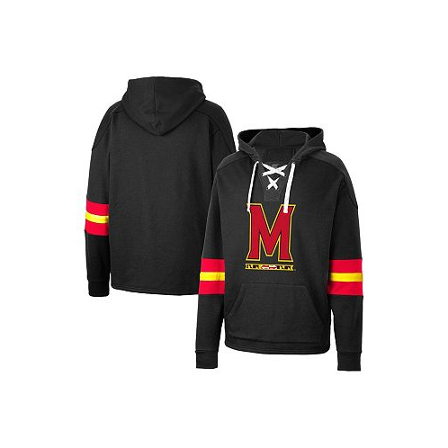 Colosseum Mens Black Maryland Terrapins Lace-Up 4.0 Pullover Hoodie