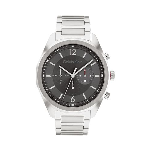 Calvin Klein Mens Multifunction Silver-Tone Stainless Steel Bracelet Watch 45mm