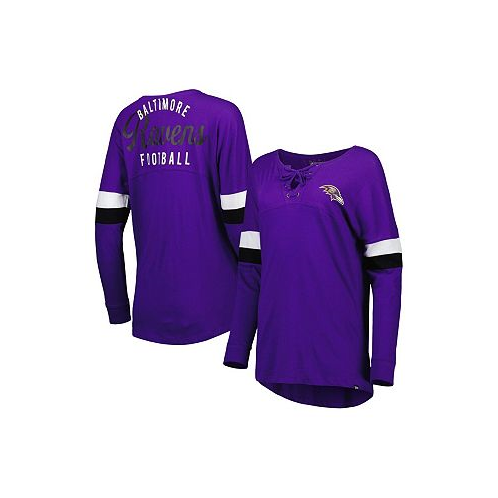 New Era Womens Purple Baltimore Ravens Athletic Varsity Lace-Up Long Sleeve T-shirt