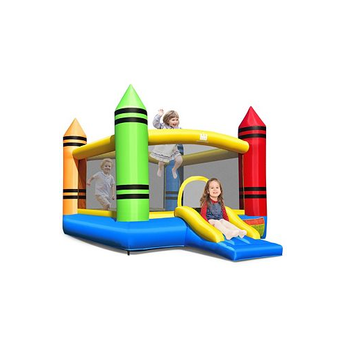 Costway Inflatable Bounce House Kids Jumping Castle w/ Slide&Ocean Balls Blower Excluded