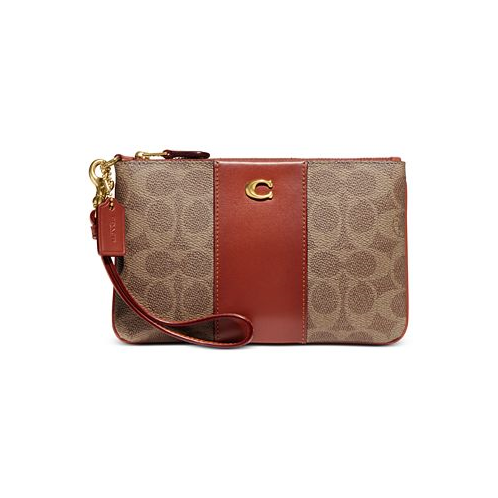 COACH Signature Coated Canvas Small Zip-Top Wristlet