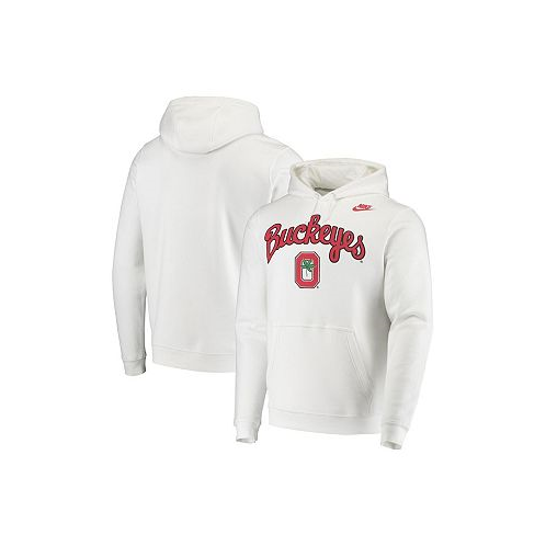 Nike Mens White Ohio State Buckeyes Script Vintage-Like School Logo Pullover Hoodie