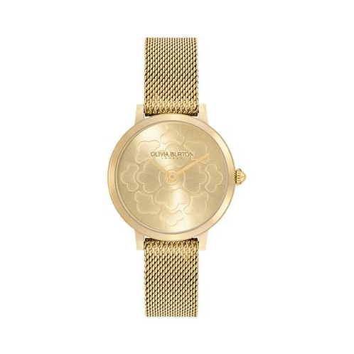 Olivia Burton Womens Ultra Slim Floral Ion Plated Gold-Tone Steel Watch 28mm
