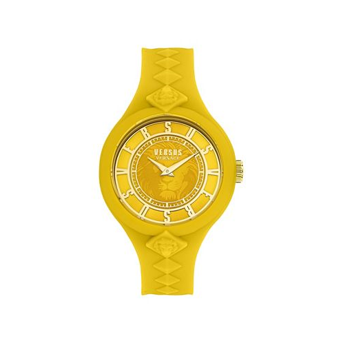 Versus Versace Womens 2 Hand Quartz Fire Island Yellow Silicone Watch 39mm