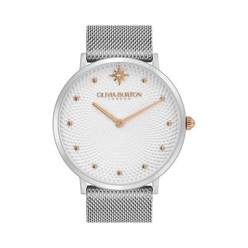 Olivia Burton Womens Celestial Ultra Slim Silver-Tone Stainless Steel Bracelet Watch 40mm