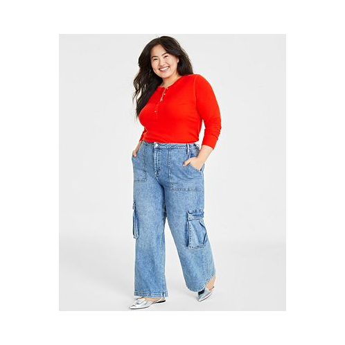 On 34th Trendy Plus Size High-Rise Utility Cargo Jeans