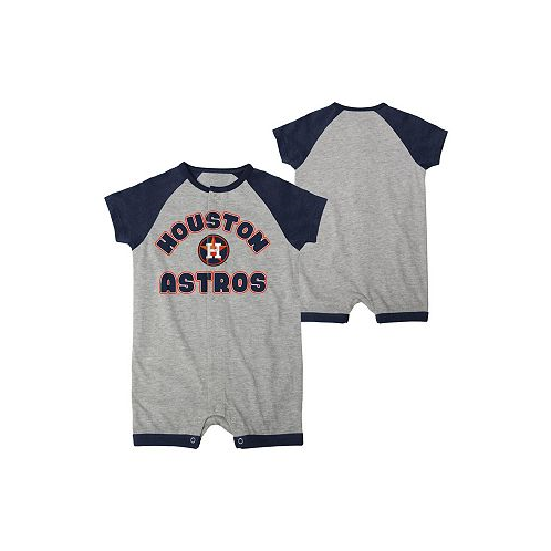 Outerstuff Infant Boys and Girls Heather Gray Houston Astros Extra Base Hit Raglan Full-Snap Romper