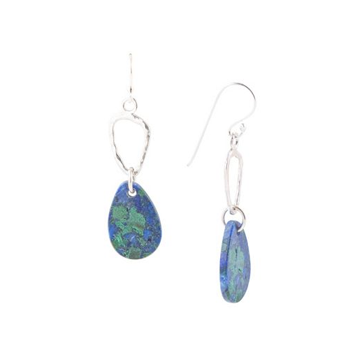 Barse Rose Sterling Silver and Genuine Azurite Drop Earrings