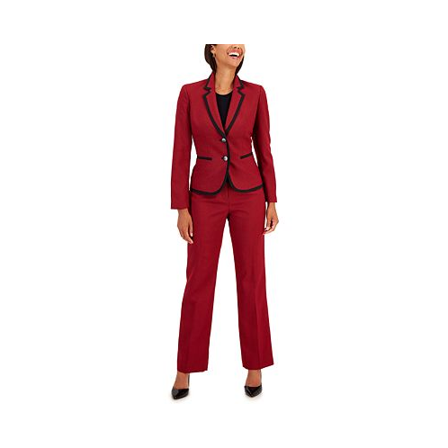 Le Suit Womens Houndstooth Framed Double-Button Jacket & Straight-Leg 2-Pc. Pantsuit