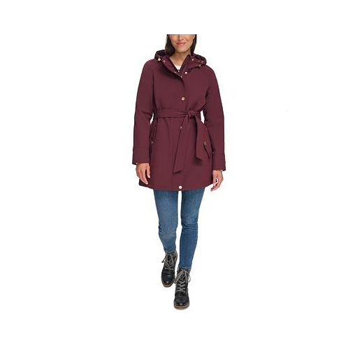 Tommy Hilfiger Womens Hooded Belted Softshell Raincoat