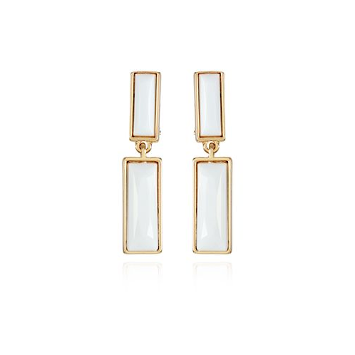T Tahari Gold-Tone White Acrylic Dangle Drop Earrings