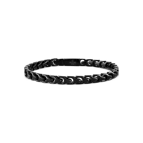 Bulova Mens Link Bracelet in Black-Plated Stainless Steel