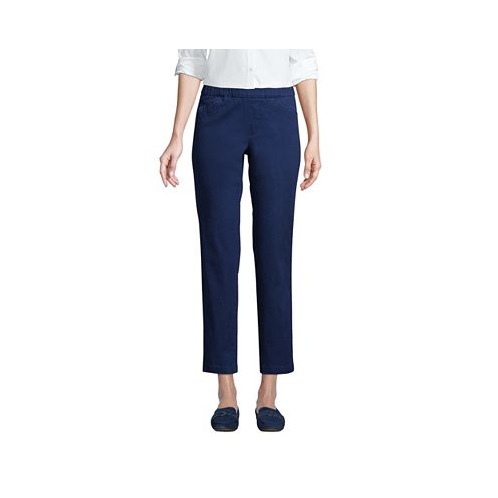 Lands End Petite Mid Rise Pull On Chino Crop Pants
