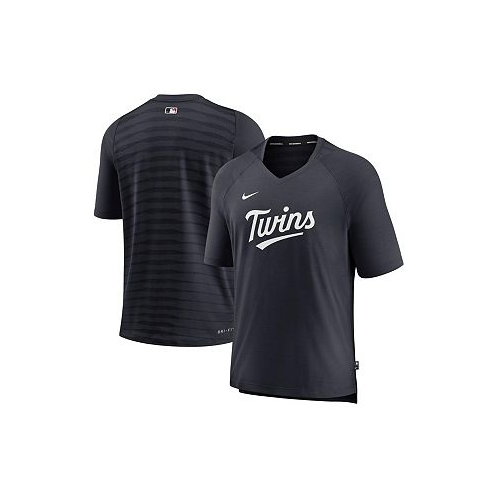 Nike Mens Minnesota Twins Navy Authentic Collection Pregame Raglan Performance V-Neck T-shirt