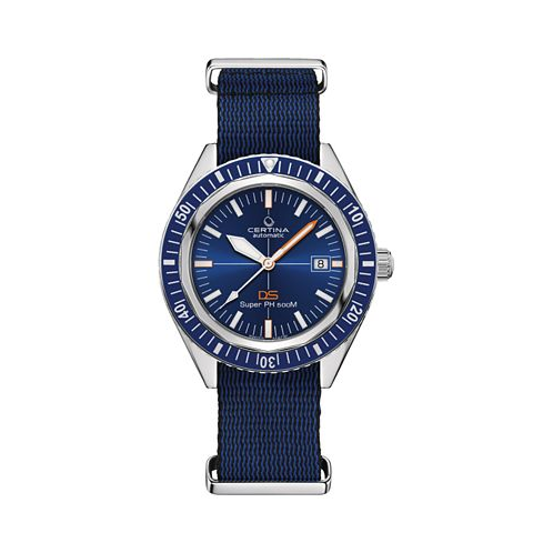 Certina Mens Swiss Automatic DS Super PH500M Blue Synthetic Strap Watch 43mm