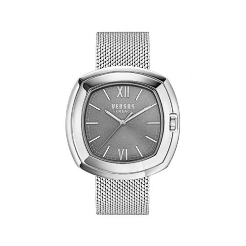 Versus Versace Mens Three-Hand Quartz You and Me Silver-Tone Stainless Steel Bracelet 41mm
