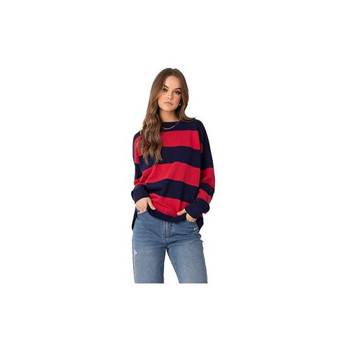 Edikted Womens Light Knitted Oversize Sweater With Stripes