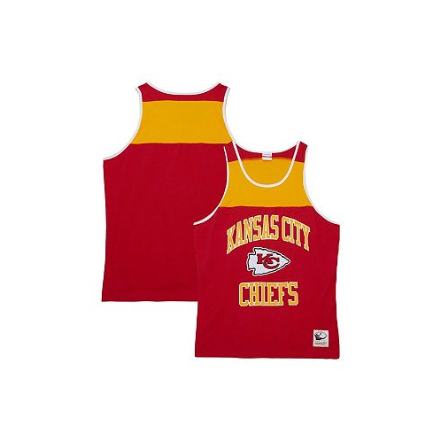Mitchell & Ness Mens Red Gold Kansas City Chiefs Heritage Colorblock Tank Top