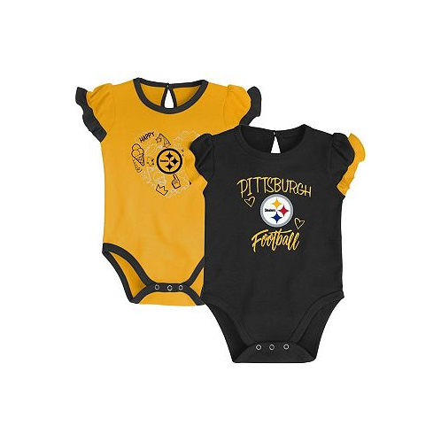 Outerstuff Baby Boys and Girls Black Gold Pittsburgh Steelers Too Much Love Two-Piece Bodysuit Set