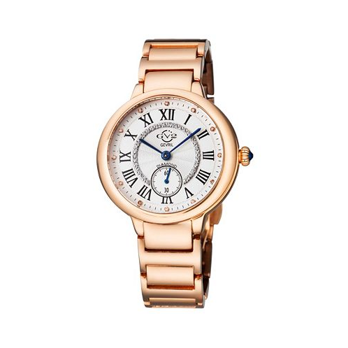 GV2 by Gevril Womens Rome Swiss Quartz Rose Gold-Tone Stainless Steel Watch 36mm