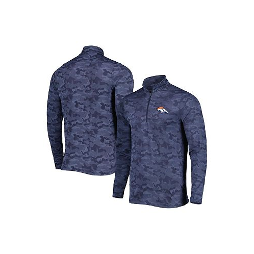 Antigua Mens Navy Denver Broncos Brigade Quarter-Zip Sweatshirt