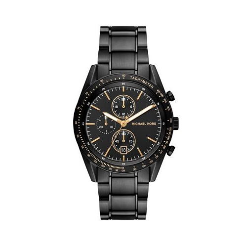 Michael Kors Mens Warren Quartz Chronograph Black Stainless Steel Watch 42mm