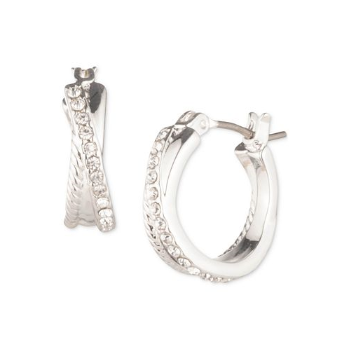 POLO Ralph Lauren Small Twisted Rope & Pave Crisscross Hoop Earrings 0.6