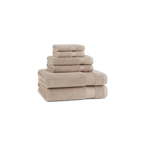 Arkwright Home Host and Home 6-Piece Bathroom Towel Set (2 Bath Towels 2 Hand Towels 2 Washcloths) Double Stitched Edges 600 GSM Soft Ringspun Cotton Stylish Striped Dobby Border