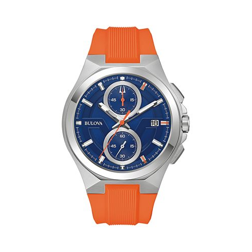 Bulova Mens Chronograph Marc Anthony Maquina Orange Silicone Strap Watch 46mm