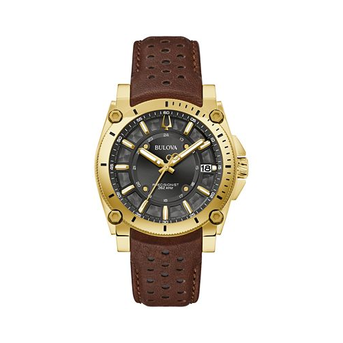 Bulova Mens Precisionist Icon Brown Leather Strap Watch 40mm