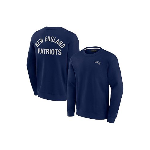 Fanatics Signature Mens and Womens Navy New England Patriots Super Soft Pullover Crew Sweatshirt