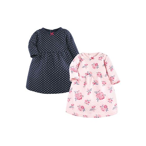 Hudson Baby Baby Girls Cotton Dresses Pink and Navy Floral