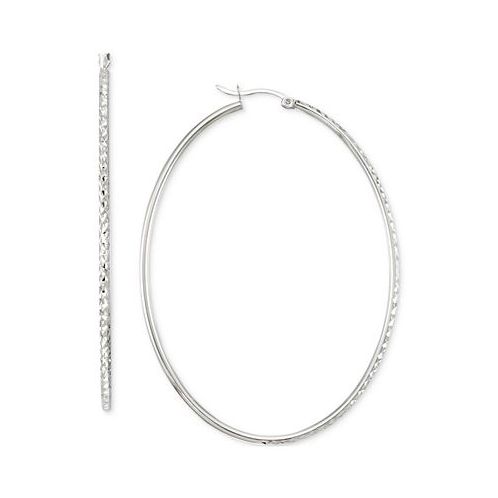 Macys Diamond-Cut Oval Hoop Earrings in 14k Gold Vermeil 2-3/4 (Also in Sterling Silver)
