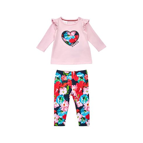 GUESS Baby Girls Top and Floral Print Leggings 2 Piece Set