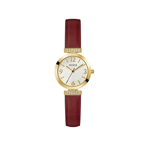 GUESS Womens Analog Red Leather Watch 28mm