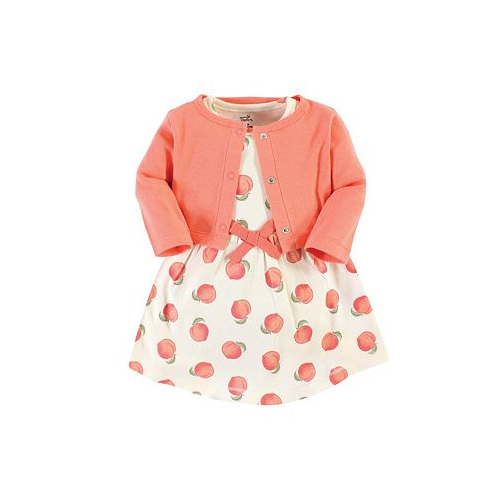 Touched by Nature Toddler Girl Organic Cotton Dress and Cardigan Peach